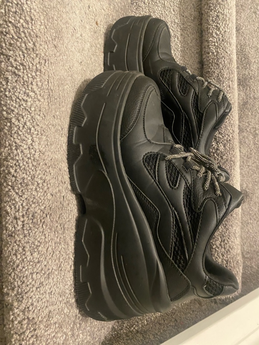 Black Chunky Platform Sneakers